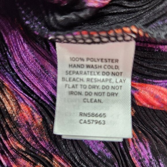 Halogen Womens Size Small Black Pink Purple Short Sleeve Lettuce Edge Blouse - Picture 6 of 6